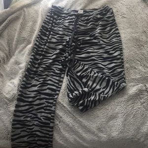 Fleece zebra pajama pants